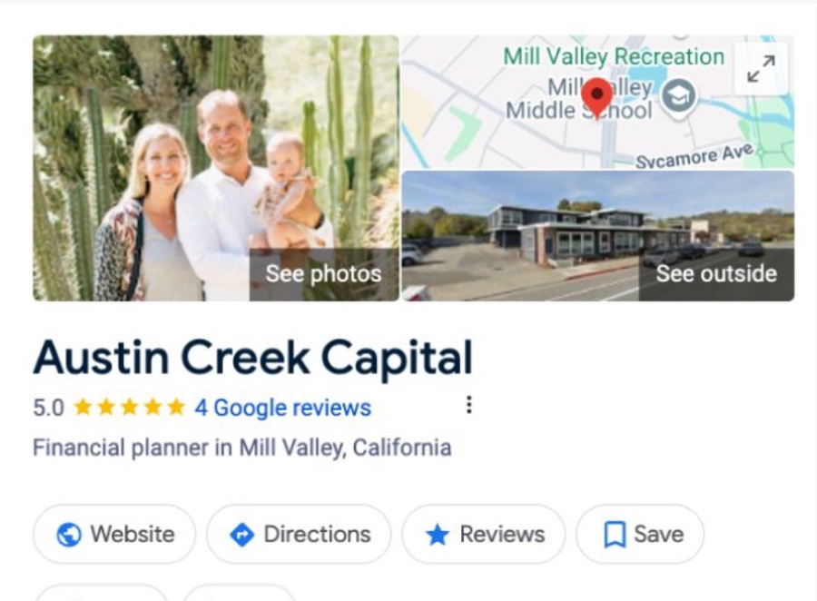 Google Business Profile for Austin Creek Capital with a 5.0 rating