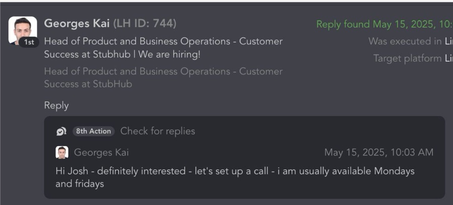 Reply: definitely interested, let’s set up a call